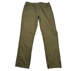 Pact Pants Mens XL 33x31 Canvas Drawstring Elastic Waist Woven Chino Olive Green
